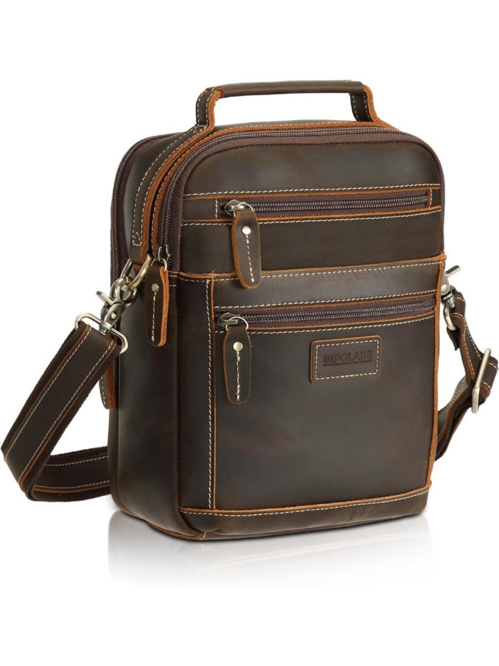Vintage Full Grain Leather Messenger Bag | Casual Crossbody Sling for Men